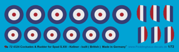 Peddinghaus-Decals 1/72 4324 Cockades & Rudder für Spad S.XIII - Kellner-built ( Britsh )
