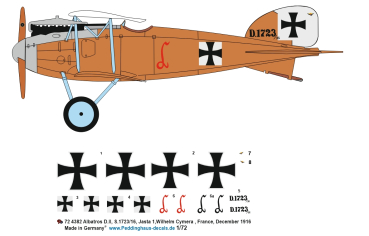 Peddinghaus-Decals 1/72 4382 Albatros D.II, S.1723/16, Jasta 1,Wilhelm Cymera , France, December 1916