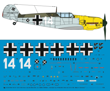 Peddinghaus-Decals 1/32 4399 Me 109 E-7 W. Nr 5094 Hans Joachim Marseille LG 2 23.09.1940 abgeschossen von R. S. Tuck