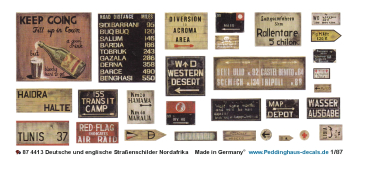Peddinghaus-Decals 1/87 4413 Deutsche und englische Straßenschilder Nordafrika