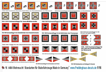 Peddinghaus-Decals 1/16 4484 Wehrmacht Standarten für Stabsfahrzeuge