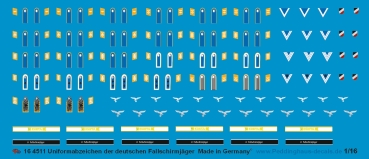 Peddinghaus-Decals 1/16 4511 Uniformabzeichen der Fallschirmjäger