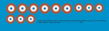 Peddinghaus-Decals 1/72 4572 Spad S.XIII late, French Cockades  for Manufacturers Kellner, Levasseur, S.C.A.F. & Bernhard ( 3 Sätze Kokarden