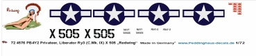 Peddinghaus-Decals 1/72 4576 PB4Y2 Privateer, Liberator RY 3 ( C.Mk. IX) X 505 Redwing