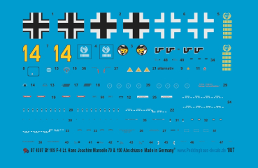 Peddinghaus-Decals 1/87 4597 Bf 109 F4 Hans Joachim Marseile