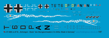 Peddinghaus-Decals 1/87 4600 Ju 87 B Schlangen Stuka der Sturzgeschwaders 2 Afrika