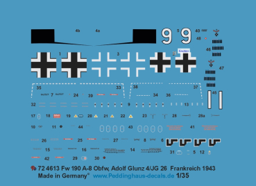 Peddinghaus-Decals 1/72 4613 Fw 190A-8 Adolf Glunz