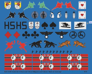 Peddinghaus -Decals 1/35 4618 Deutsche U-Boot Wappen Flottille und S-Boot Wappen und Fahnen