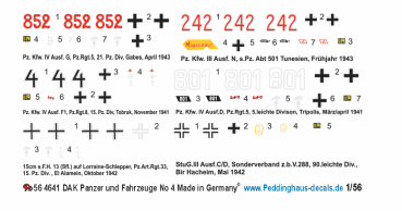 Peddinghaus-Decals 1-56 4641 DAK Fahrzeuge und Panzer No 4
