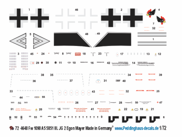 Peddinghaus -Decals 1/72 4648 FW 190 A-5 III /JG2 E. Mayer Wk. No 5851