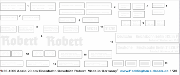 Peddinghaus-Decals 1-35 4660 Anzio 28 cm Eisenbahn Geschütz Robert