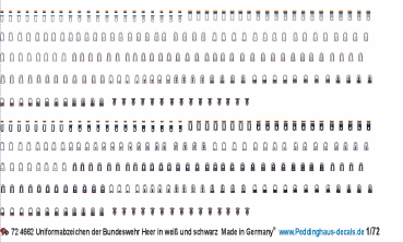 Peddinghaus-Decals 1/72 4662 Uniformabzeichen der Bundeswehr  in weiß & schwarz