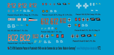 Peddinghaus-Decals 1-72 4709 Deutsche Panzer in Frankreich 1940 von der Somme bis zur Seine