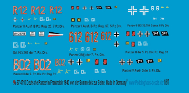 Peddinghaus-Decals 1-87 4710 Deutsche Panzer in Frankreich 1940 von der Somme bis zur Seine