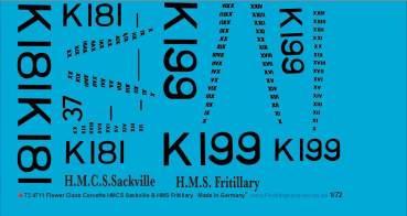 Peddinghaus-Decals 1-72 4711 Flower Class Corvette K 181 H.M.C.S Sackville & K 199   H,N.S Fritillary