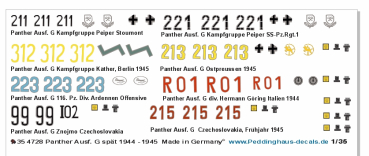 Peddinghaus Decals 1:35 4728 Panther Panzer spät 1944-1945