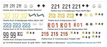 Peddinghaus Decals 1:723 4730 Panther Panzer spät 1944-1945