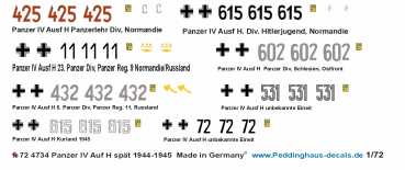 Peddinghaus Decals 1:72 4734 Panzer IV Auf H spät 1944-1945