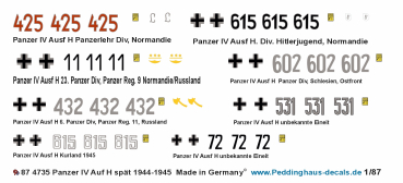 Peddinghaus Decals 1:87 4735 Panzer IV Auf H spät 1944-1945