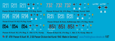 Peddinghaus Decals 1-87 4751 Panzer III Ausf. M der 2 SS Panzer Division 1943 bei Kursk