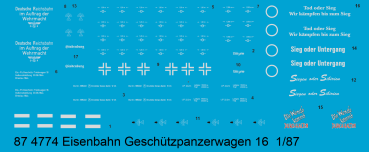 Peddinghaus-Decals 1-87 4774 Eisenbahn Geschützpanzerwagen 16