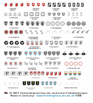 Peddinghaus-Decals 1-35 4801 Abteilungsabzeichen der deutschen Flakabteilungen