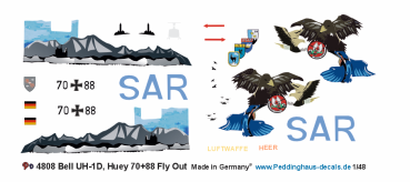 Peddinghaus-Decals 1-48 4808 Bell UH-1D, Huey 70+88 Fly Out