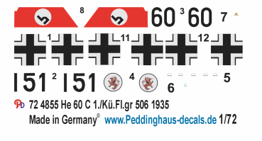 Peddinghaus-Decals 1-72 4855 He 60 C 1. /Kü.Fl.Gr 506