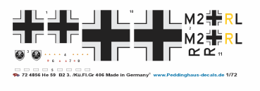 Peddinghaus-Decals 1-72 4856 He 59 B2 3. /Kü.Fl.Gr 406 1938