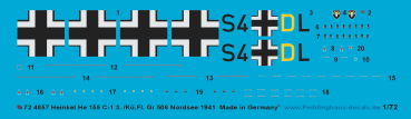 Peddinghaus-Decals 1-72 4857 He 115 C-1 3. / Kü.Fl.Gr 506 1941 Nordsee