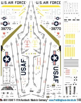 Peddinghaus-Decals 1-48 4861 USAF F-111A Aardvark 2 versionen