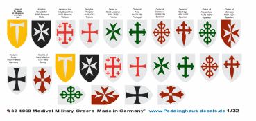 Peddinghaus-Decals 1-32 4868 Medival Military Orders- Orden des Mittelalters