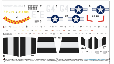 Peddinghaus-Decals 1-48 4878 USAF 8th P 51D Aces J.B. england " Missouri Armada"