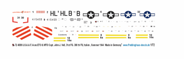 Peddinghaus-Decals 1-72 4889 USAF ETO & MTO Capt. John J. Voll,  31at FG. 308th FS, Italien. Sommer 1944