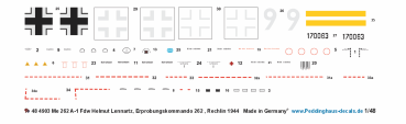 Peddinghaus-Decals 1-48 4903 Me 262 A-1 Fdw Helmut Lennartz, Erprobungskommando 262