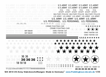 Peddinghaus-Decals 1-35 4916 US Army Stabsbeschriftungen
