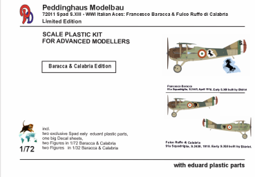 Peddinghaus-Modellbau 1/72  72011 Spad S.XIII - WWI Italian Aces: Francesco Baracca & Fulco Ruffo di Calabria Spritzguß