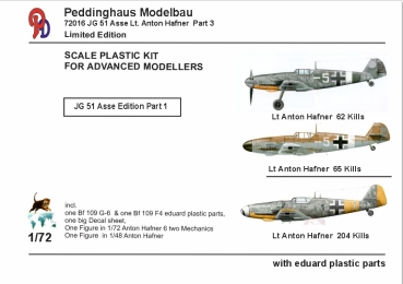 Peddinghaus Modellbau 1-72 72016 Bf 109 F4 & F6  Lt Anton Hafner Staffelkapitän 8/JG 51, Russland 1943-944