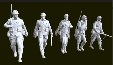 Peddinghaus 3 D Druck 1:48 48153 5 Französische Soldaten marschierend