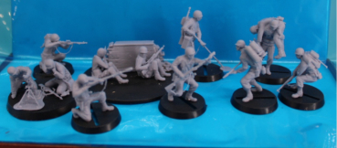 Peddinghaus 3 D Druck 72F129 12 US Soldaten angreifend und Mauerstück