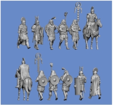 Peddinghaus 3 D Ruck 1/72 72F210 6 roman Legionär Offiziere walking 1 Officier on horse