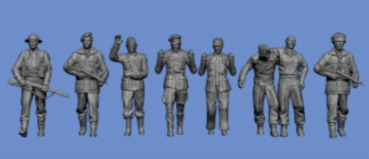 Peddinghaus 3 D Druck 1/72 72F370 3 Englische  Soldaten mit 5 Deutschen Gefangenen