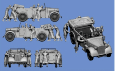 Peddinghaus 3 D Druck 1/72 72F372 Horch mit 6 Deutschen Soldaten schiebend