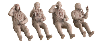 Peddinghaus 3D Druck 72F470 4 Piloten( 1 Japaner WWII, moderner Pilot Frankreich-Italien-USAF)