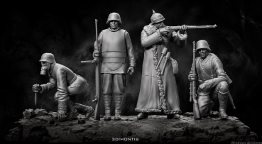 Peddinghaus 3D-Druck 1-72 72F498 WWI 4 Deutsche Soldaten