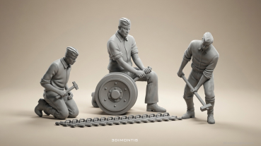 Peddinghaus 3D Druck 1-72 72F523 WWII 3 dt. Mechaniker beim reparieren einer Panzerkette