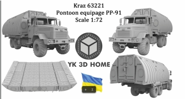 Peddinghaus 3 D Druck 1/72 72Y013 Ukrainian KrAZ 63221 Ponton Equipage 99-91 Fahrponton