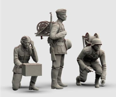 Peddinghaus 3 D Druck 1/72 72F364 3 Deutsche Soldaten Fernsprechtrupp