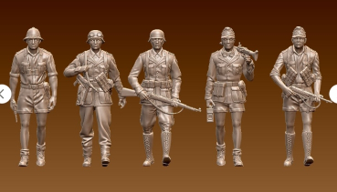 Peddinghaus 3 D Druck 1:87 87F051 5 Soldaten des DAK gehend