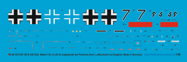 Peddinghaus-Decals 1/48 3572 Bf 109-E-4/B Oblt. Walter Fiel, 8/JG 53 crashlanded in Peckham,Kent on the 2.10.1940